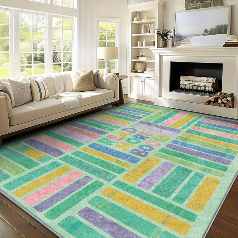 Home Goods Bathroom Rugs - Pastel Rainbow Striped Good Mood Positive
