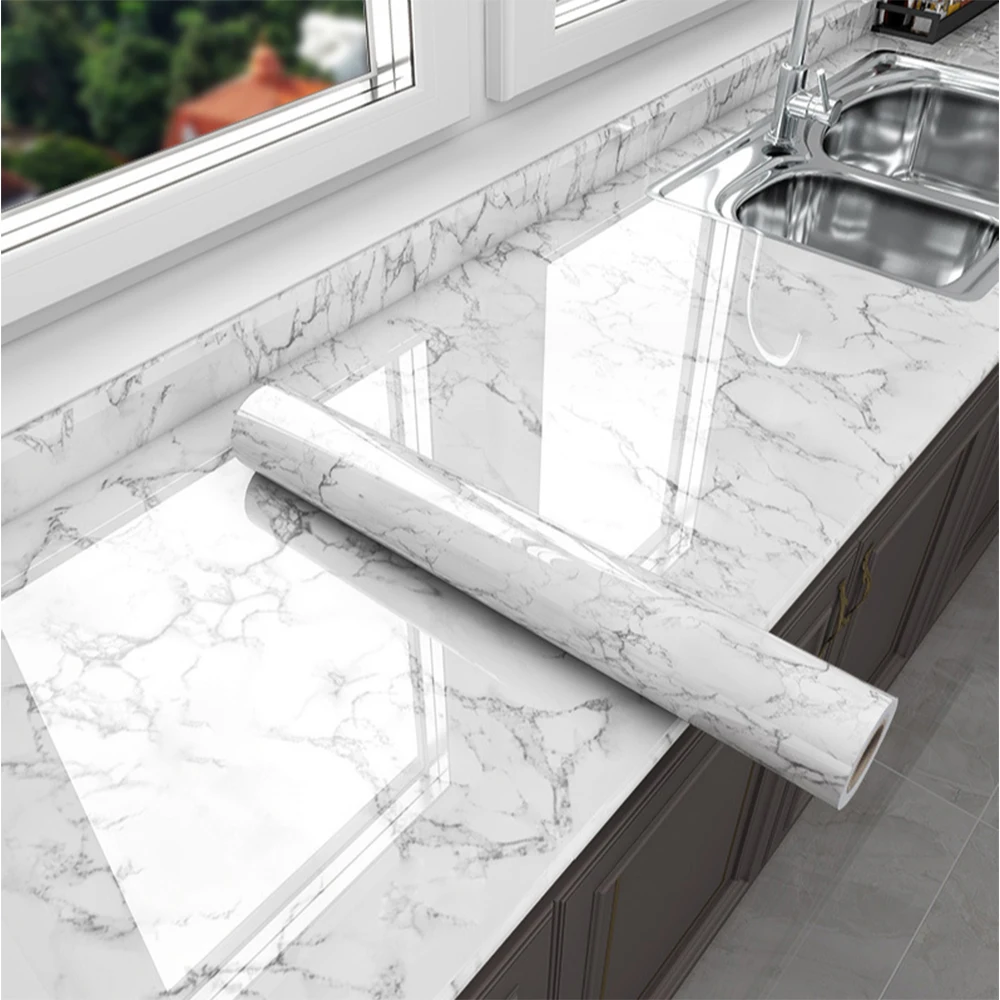 Home Bathroom Wallpaper - Marble Vinyl Self Adhesive Wallpaper for