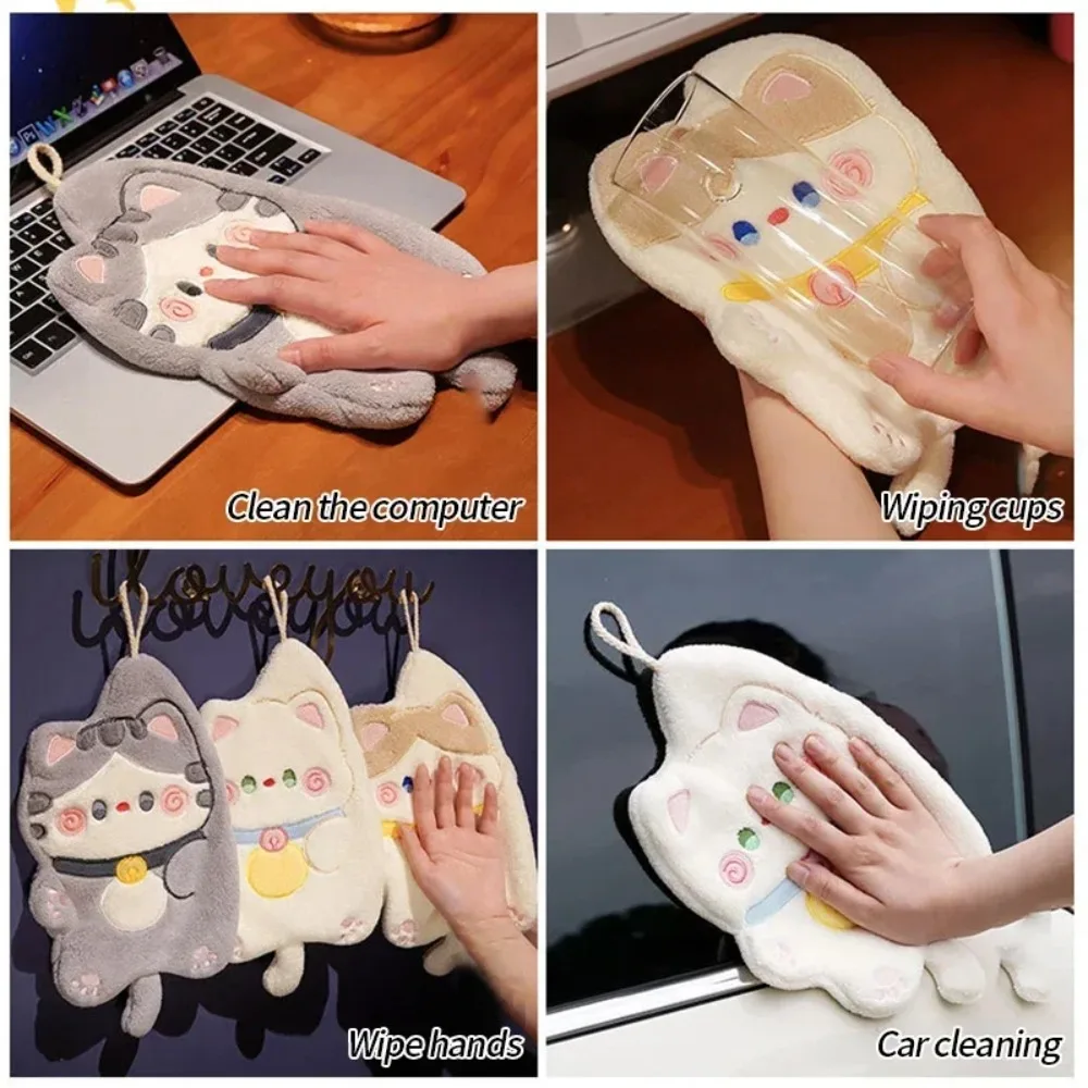 Home Bathroom Supplies - Cute Cat Hand Towel Quick Drying