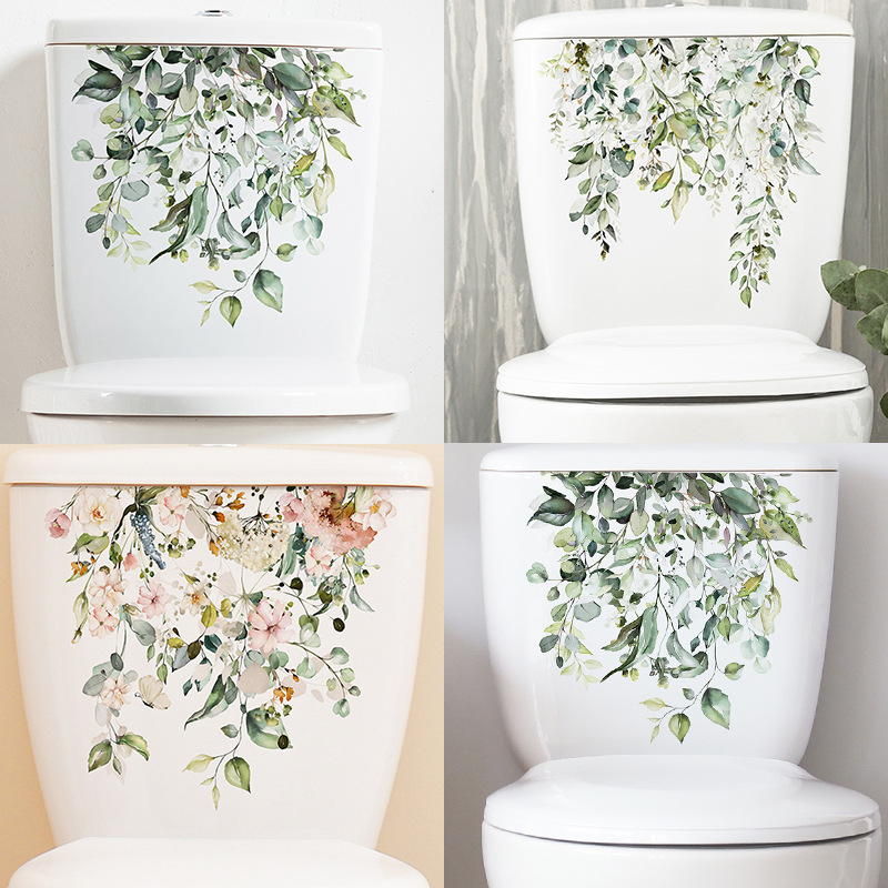 Home Bathroom Remodel - Fresh Green Plant Leaves Bathroom Toilet