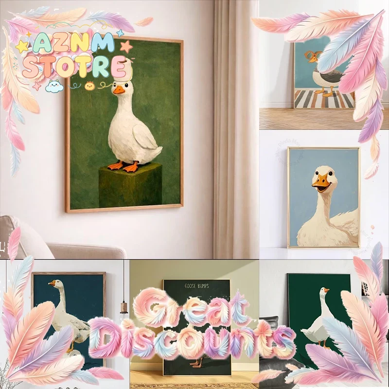 Home Bathroom Painting Ideas - Duck Goose Poster, Funny Bathroom Wall