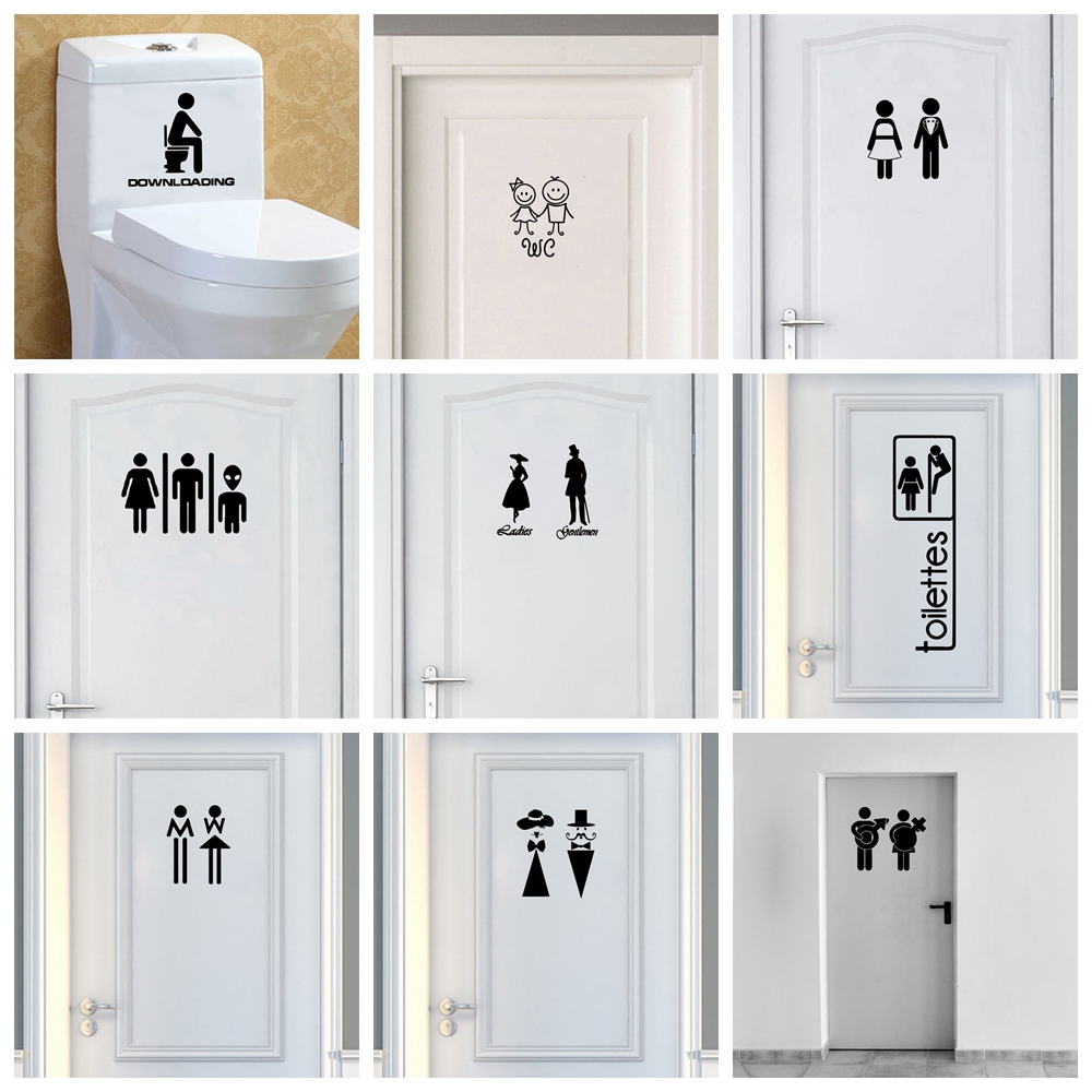 Home Bathroom Wallpaper - 1 pc Cartoon Style Toilet and
