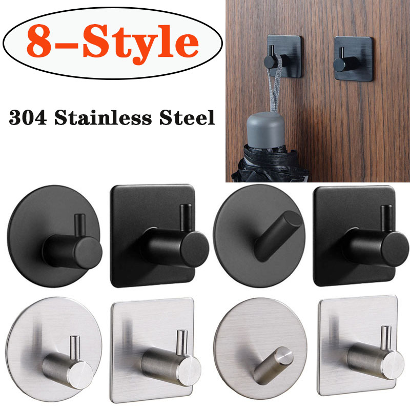 Towel Bar Stainless - 2pcs Self Adhesive Bathroom Robe Towel