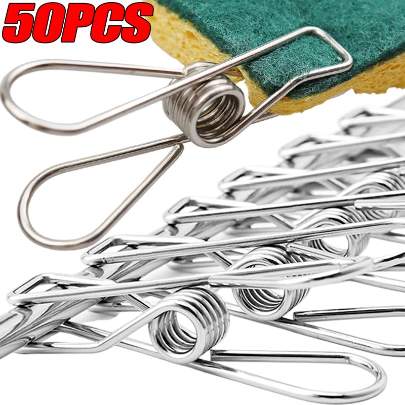 Towel Bar Stainless - 10/50PCS Stainless Steel Clips Multipurpose Laundry