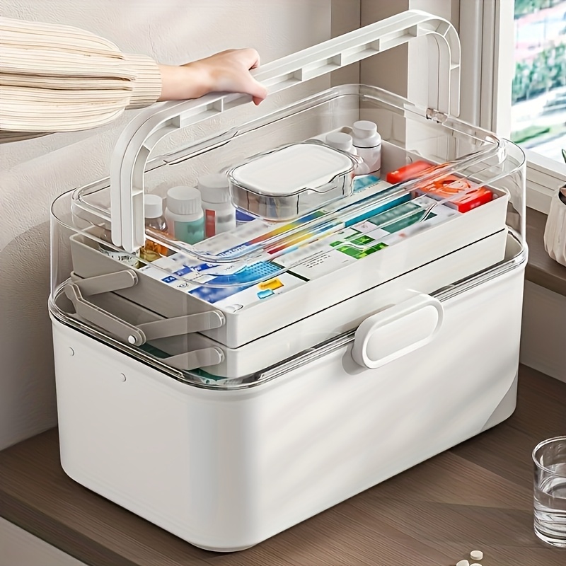 Home Bathroom Supplies - Large Capacity Clear Lid Medicine Storage