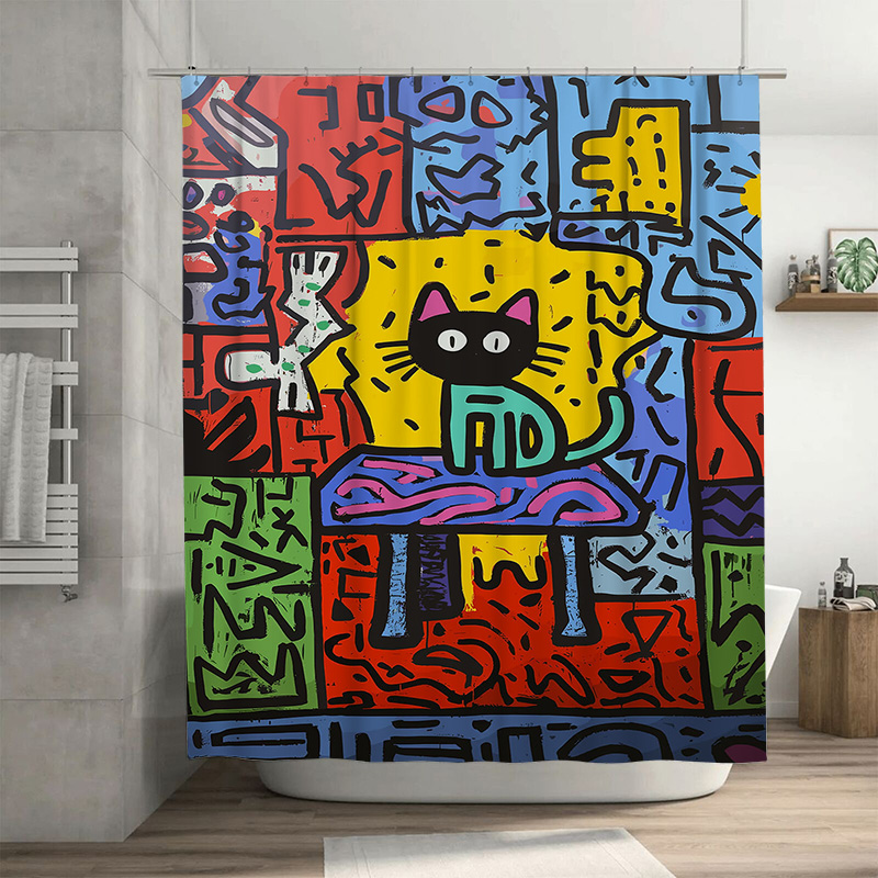 Home Bathroom Remodel - Brightly Colored Graffiti Shower Curtain featuring