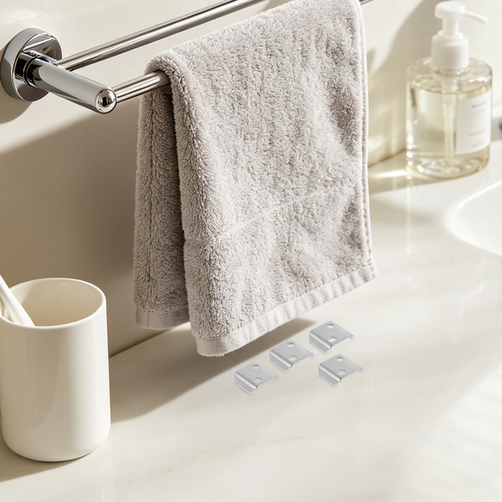 Towel Bar Stainless - 4Pcs Bathroom Towel Rack Mounting Hardware
