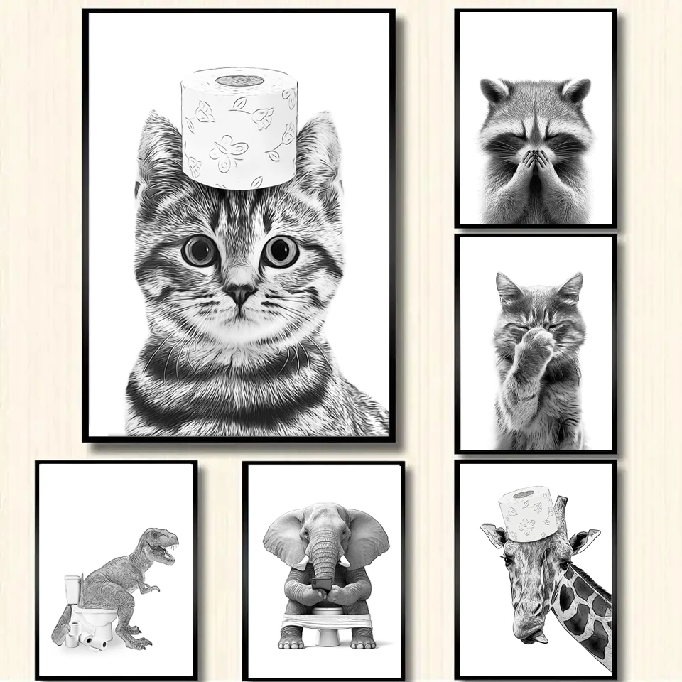 Cute Cat Elephant Dog Giraffe  - đánh giá và giá Home Bathroom Wallpaper