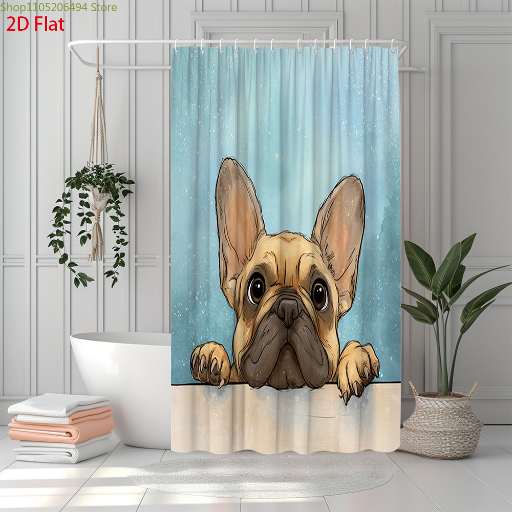 Cute French Bulldog Shower Cur - đánh giá và giá Adorable Home Bathroom Ideas