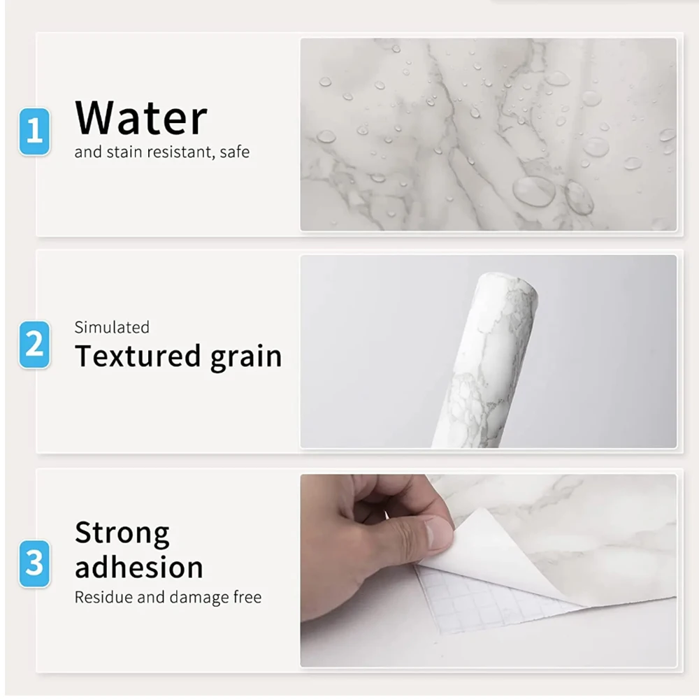 Marble Vinyl Self Adhesive Wal - đánh giá và giá Home Bathroom Wallpaper