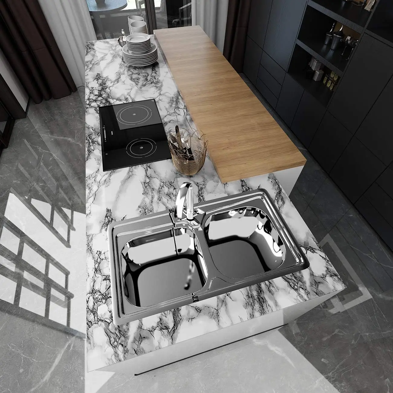 Marble Vinyl Self Adhesive Wal - đánh giá và giá Home Bathroom Wallpaper