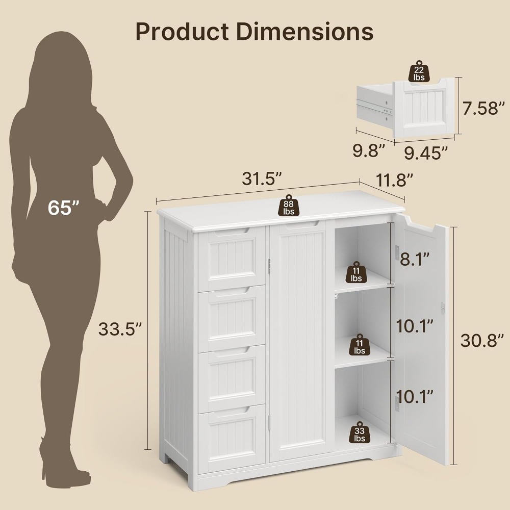 Bathroom Storage Cabinet with  - đánh giá và giá Home Essentials Bathroom Cabinet