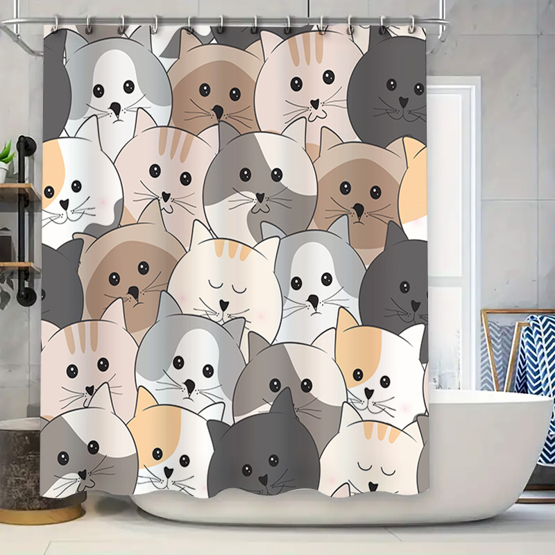 Adorable Cat Pattern Shower Cu - đánh giá và giá Adorable Home Bathroom Ideas