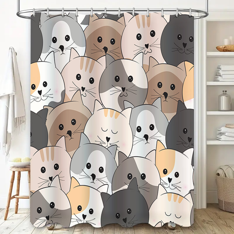 Adorable Cat Pattern Shower Cu - đánh giá và giá Adorable Home Bathroom Ideas