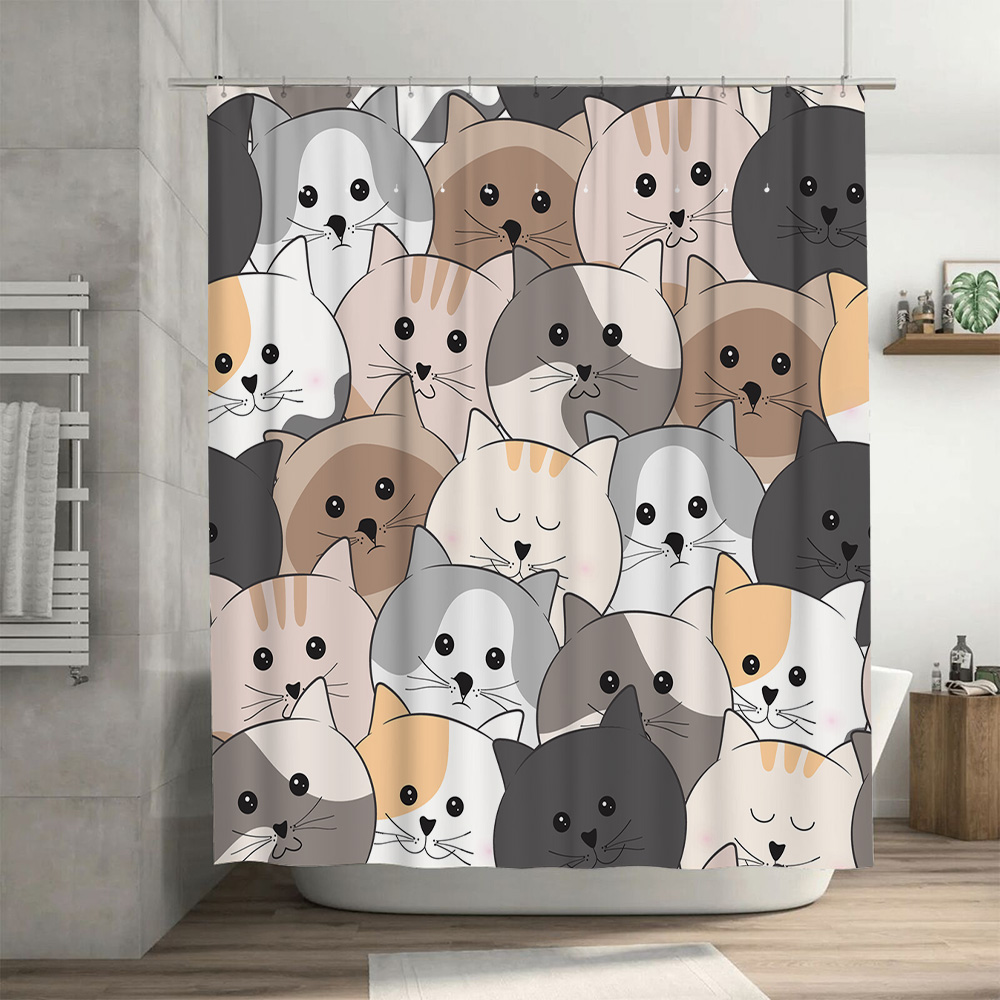 Adorable Cat Pattern Shower Cu - đánh giá và giá Adorable Home Bathroom Ideas