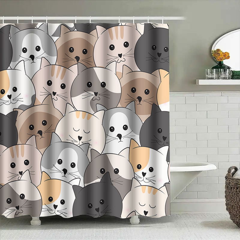 Adorable Cat Pattern Shower Cu - đánh giá và giá Adorable Home Bathroom Ideas