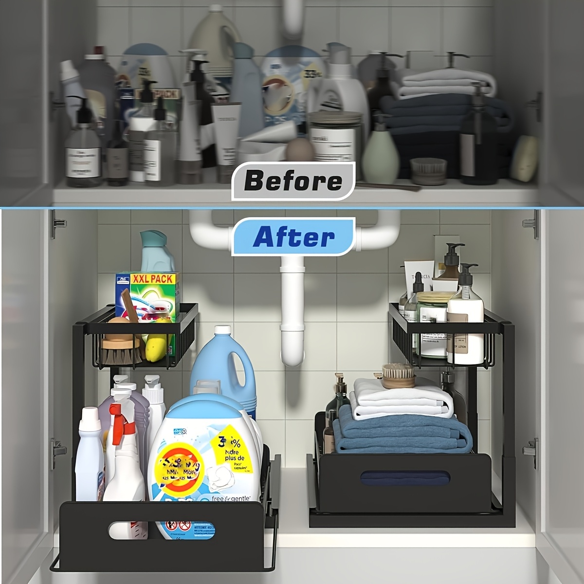 Under Sink Kitchen Storage Rac - đánh giá và giá Home Essentials Bathroom Cabinet