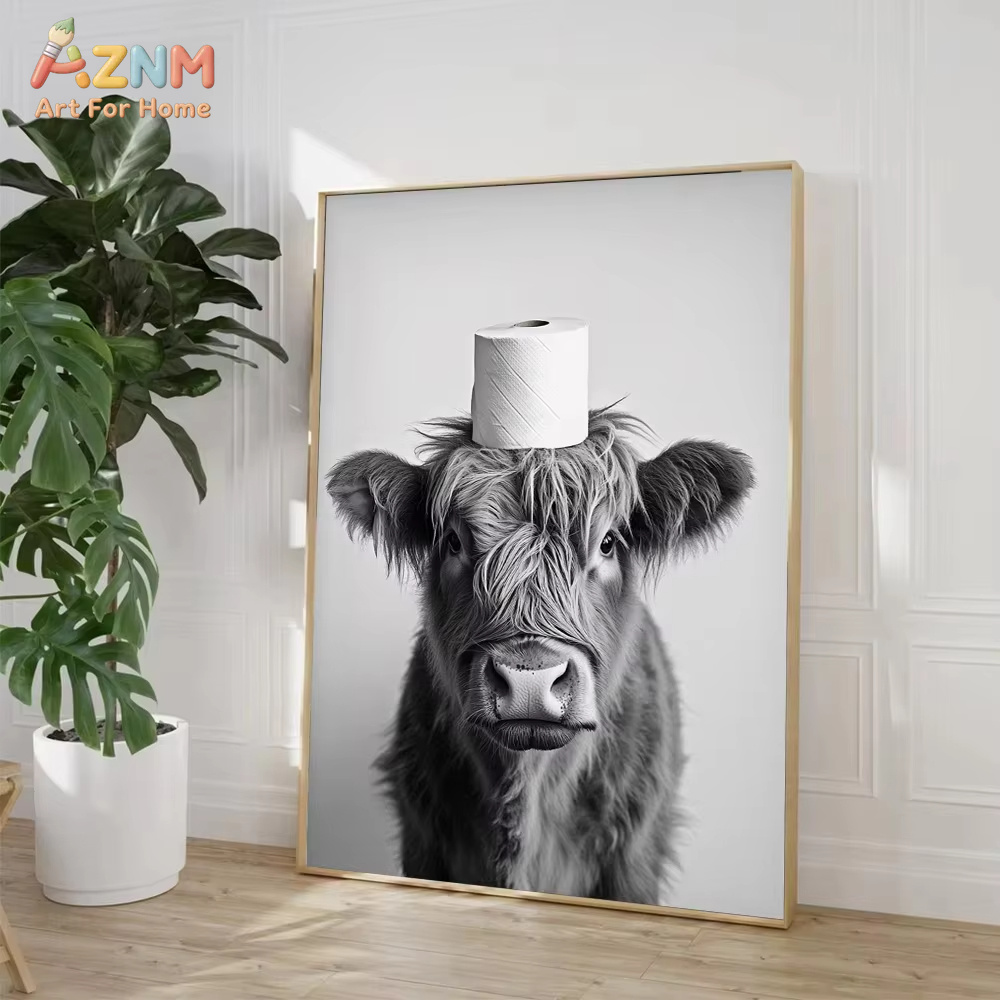 1PC, Highland Cow Otter Cat Ra - đánh giá và giá Home Bathroom Wallpaper