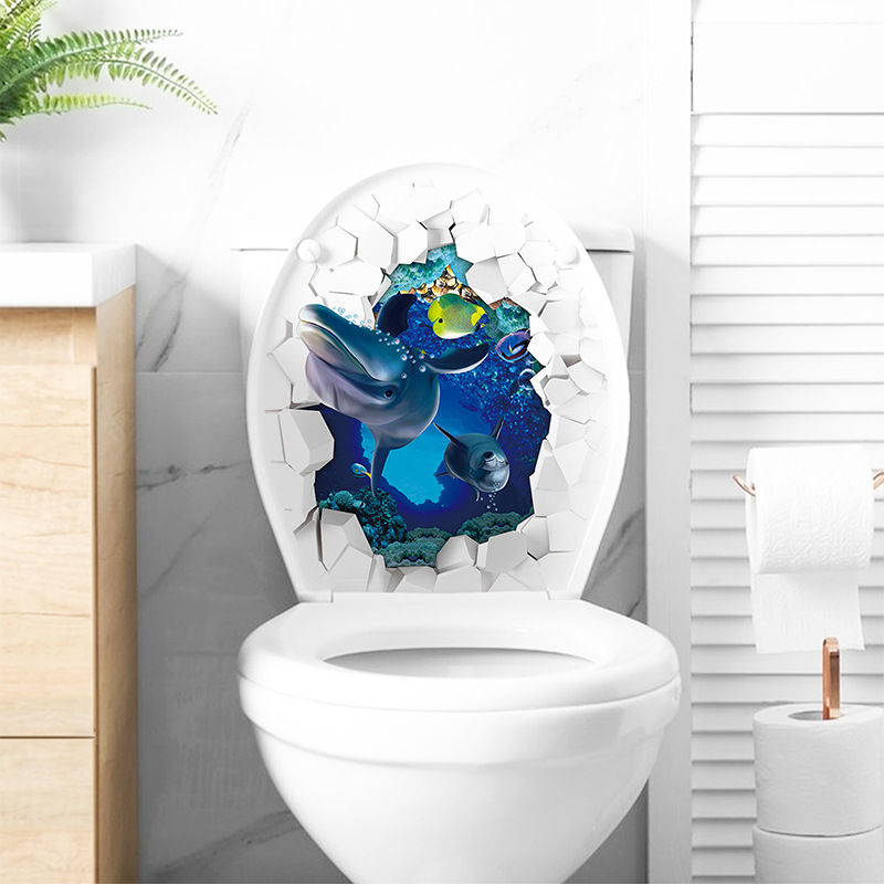 1pc 3D Toilet Seat Wall Sticke - đánh giá và giá Home Bathroom Wallpaper