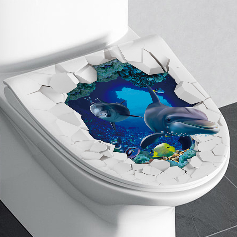 1pc 3D Toilet Seat Wall Sticke - đánh giá và giá Home Bathroom Wallpaper