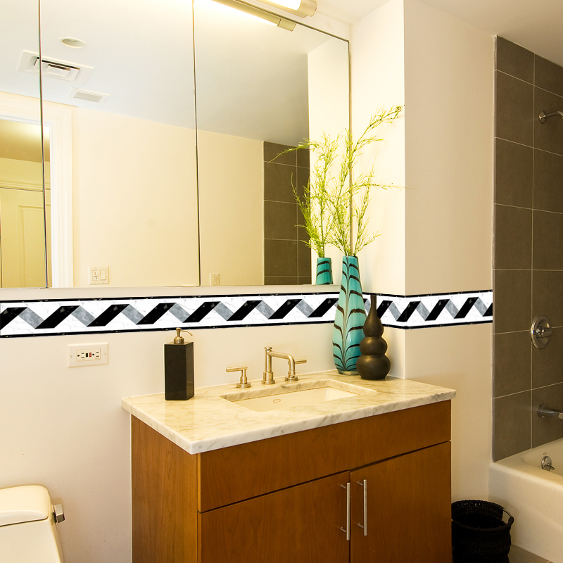 Black White Stripe Baseboard W - đánh giá và giá Home Bathroom Wallpaper
