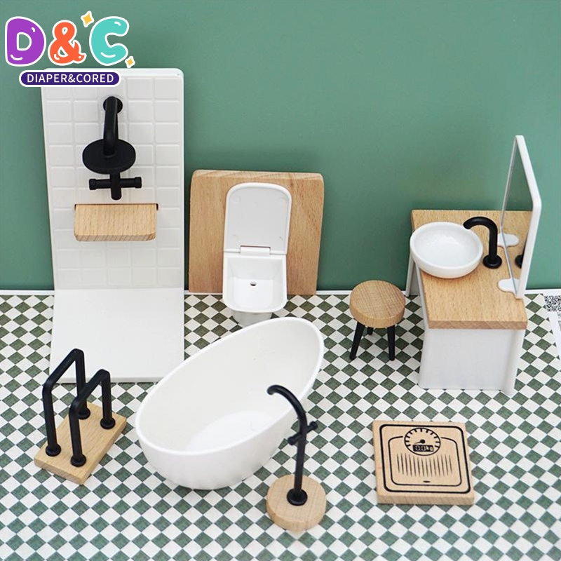 1:6/1:12 Dollhouse Miniature B - đánh giá và giá Home Bathroom Supplies