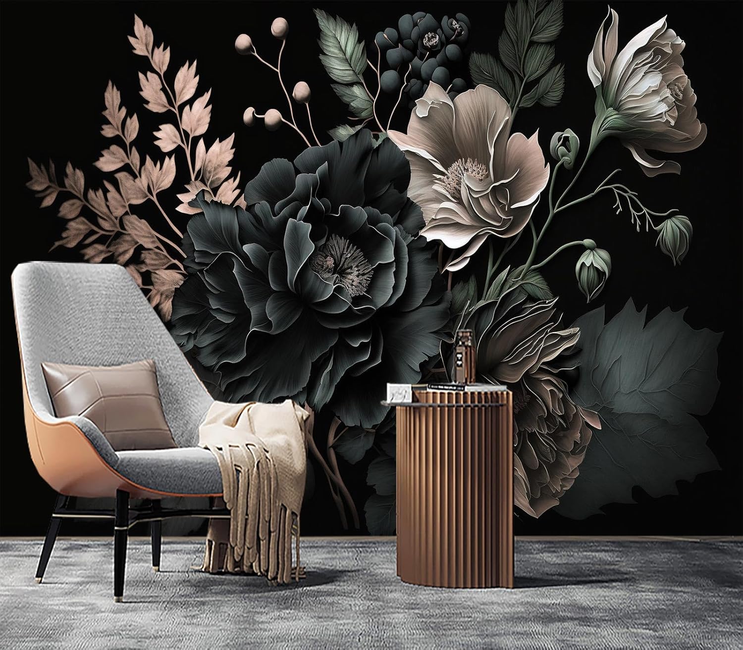 Dramatic Dark Floral Botanical - đánh giá và giá Home Bathroom Wallpaper