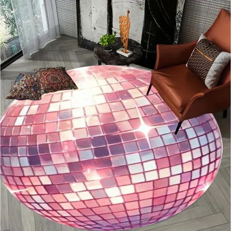 Colorful Square Pattern Round  - đánh giá và giá Home Goods Bathroom Rugs